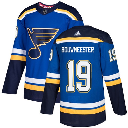 Adidas Blues #19 Jay Bouwmeester Blue Home Authentic Stitched NHL Jersey